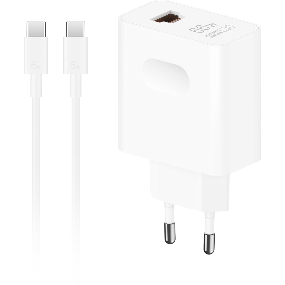 Incarcator retea HUAWEI 55037871, 1x USB-A, 1x USB-C, 66W, alb