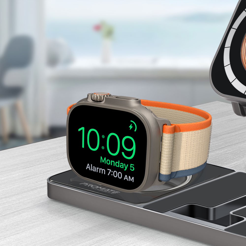 Incarcator wireless PROMATE AuraSlate-Trio, 15W MagSafe, negru