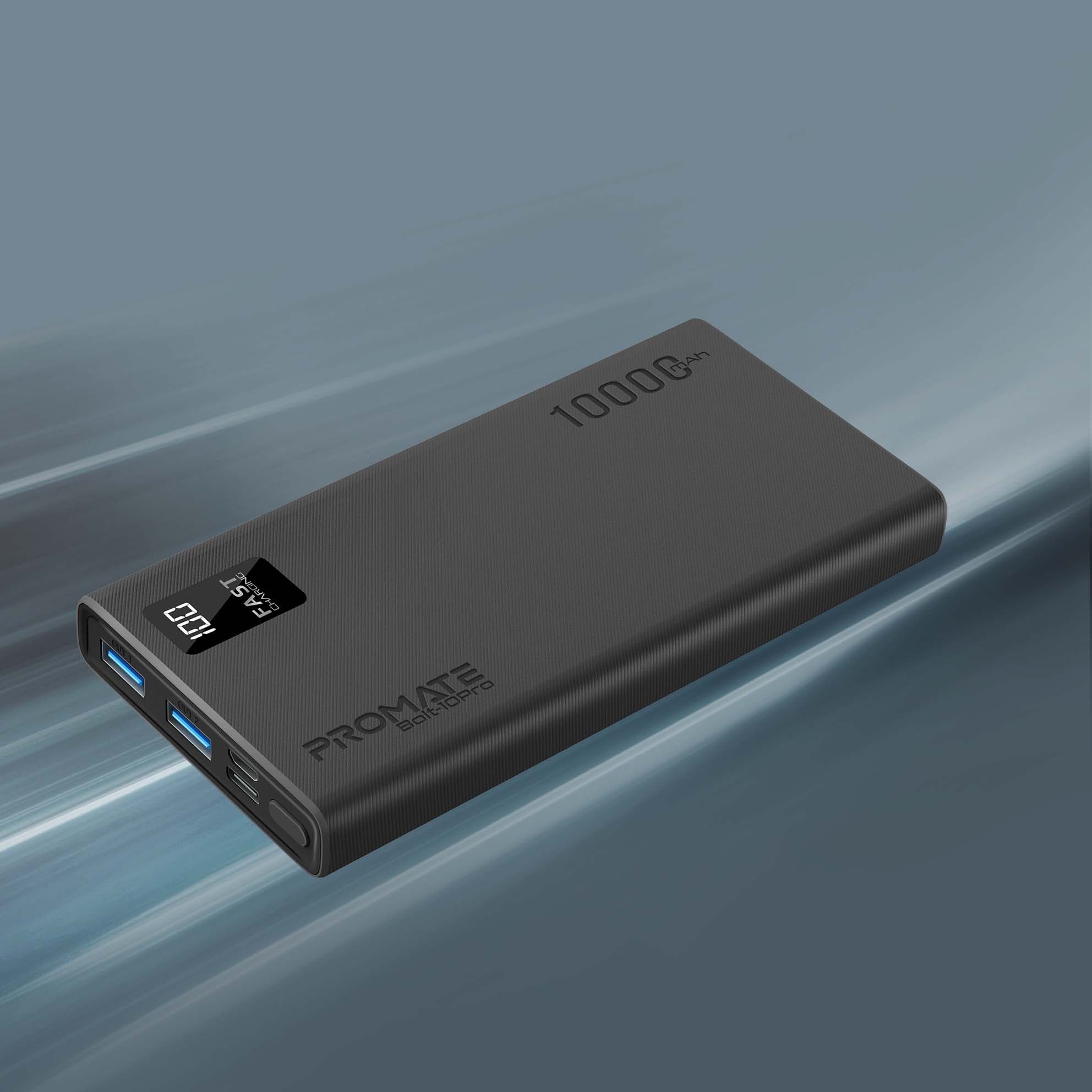 Baterie externa PROMATE Bolt-10Pro, 10000mAh, 2x USB-A, 1x USB-C, negru