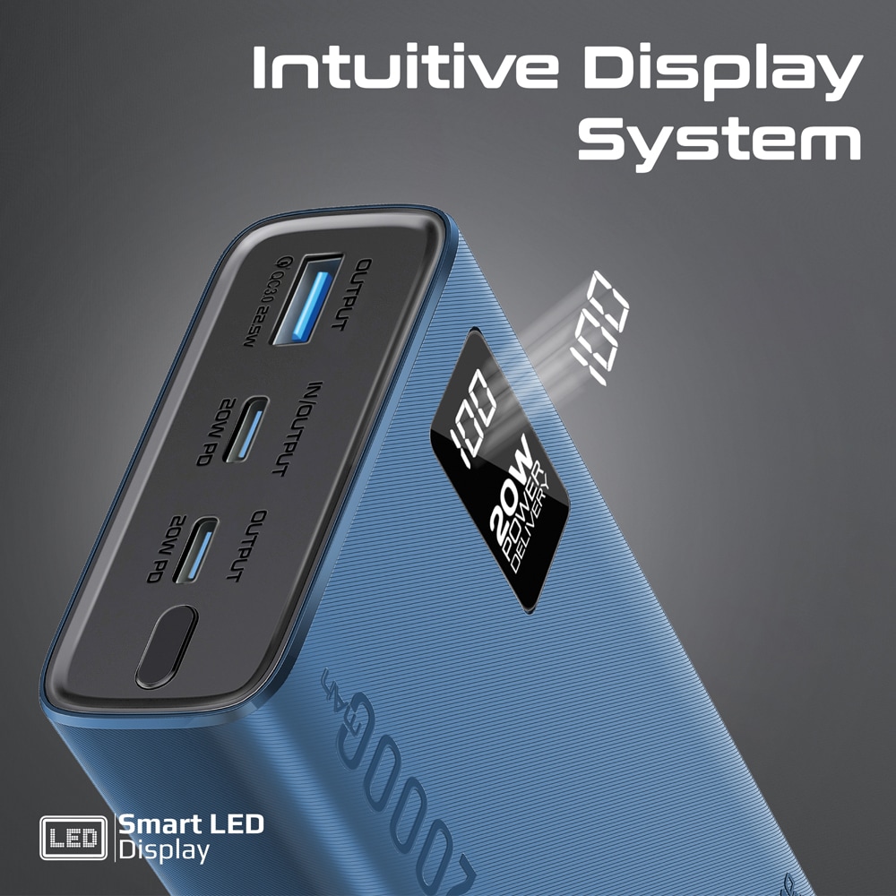 Baterie externa PROMATE Bolt-20PD, 20000mAh, 1xUSB-A, 2x USB-C Power Delivery (PD) 20W, albastru
