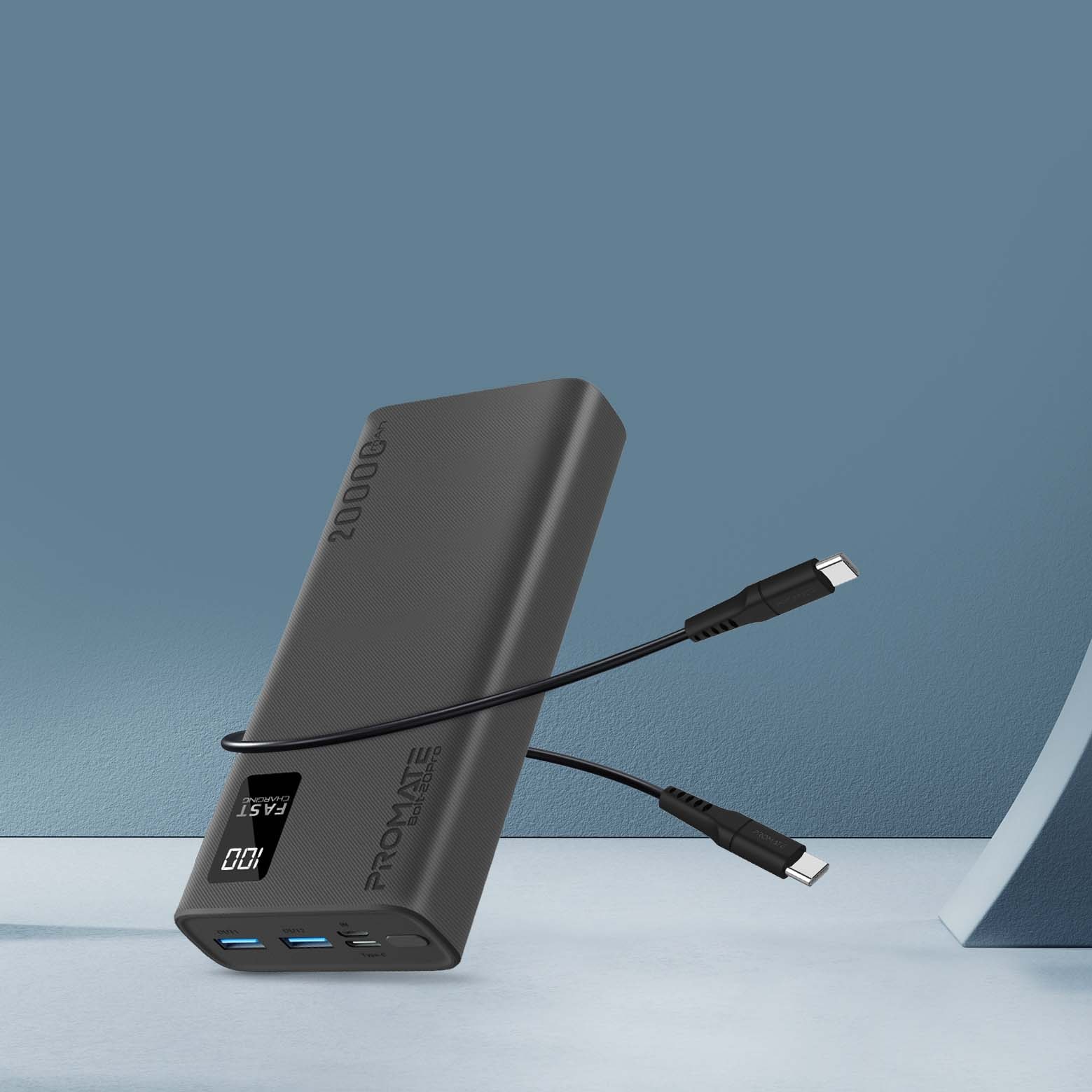 Baterie externa PROMATE Bolt-20Pro, 20000mAh, 2x USB-A, 1x USB-C, negru