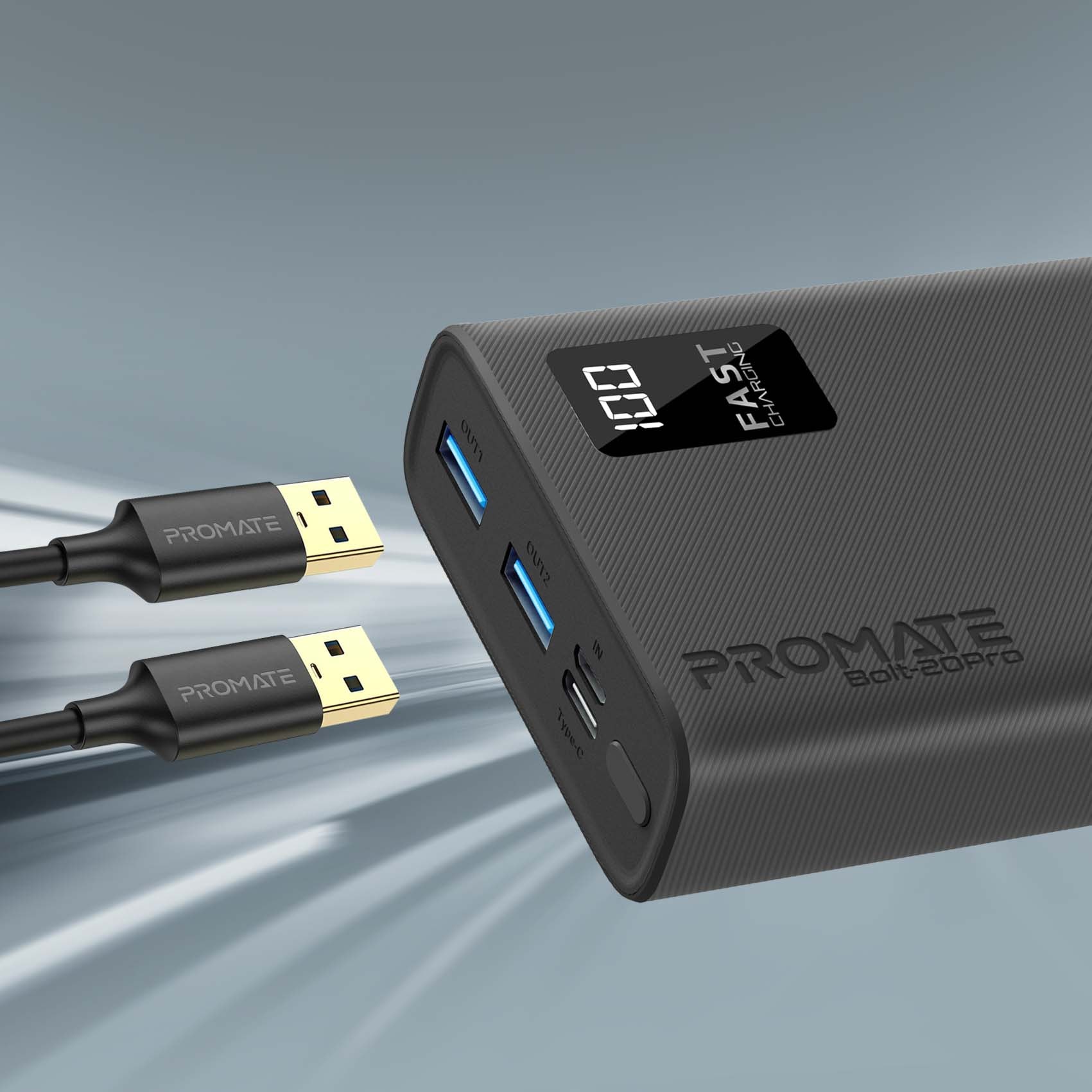 Baterie externa PROMATE Bolt-20Pro, 20000mAh, 2x USB-A, 1x USB-C, negru