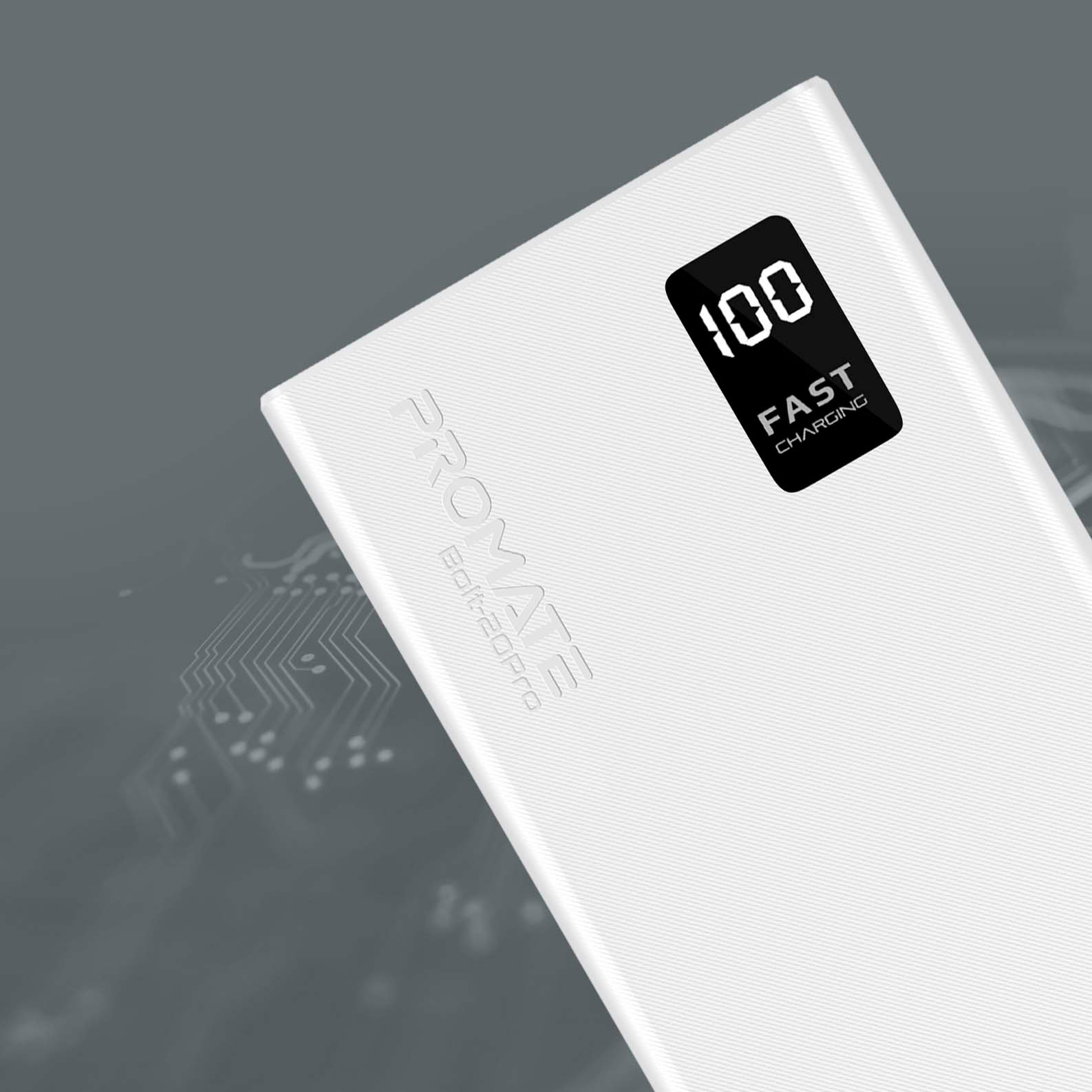 Baterie externa PROMATE Bolt-20Pro, 20000mAh, 2x USB-A, 1x USB-C, alb
