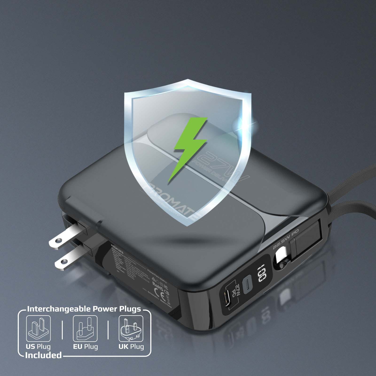 Baterie externa PROMATE PowerPack-20Pro, 20000mAh, 2x USB-C, 1x Lightning, negru