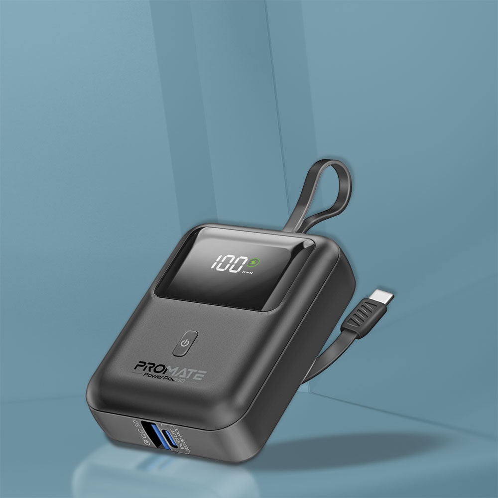 Baterie externa PROMATE PowerPod-10, 10000mAh, 1x USB-A, 1x USB-C, negru
