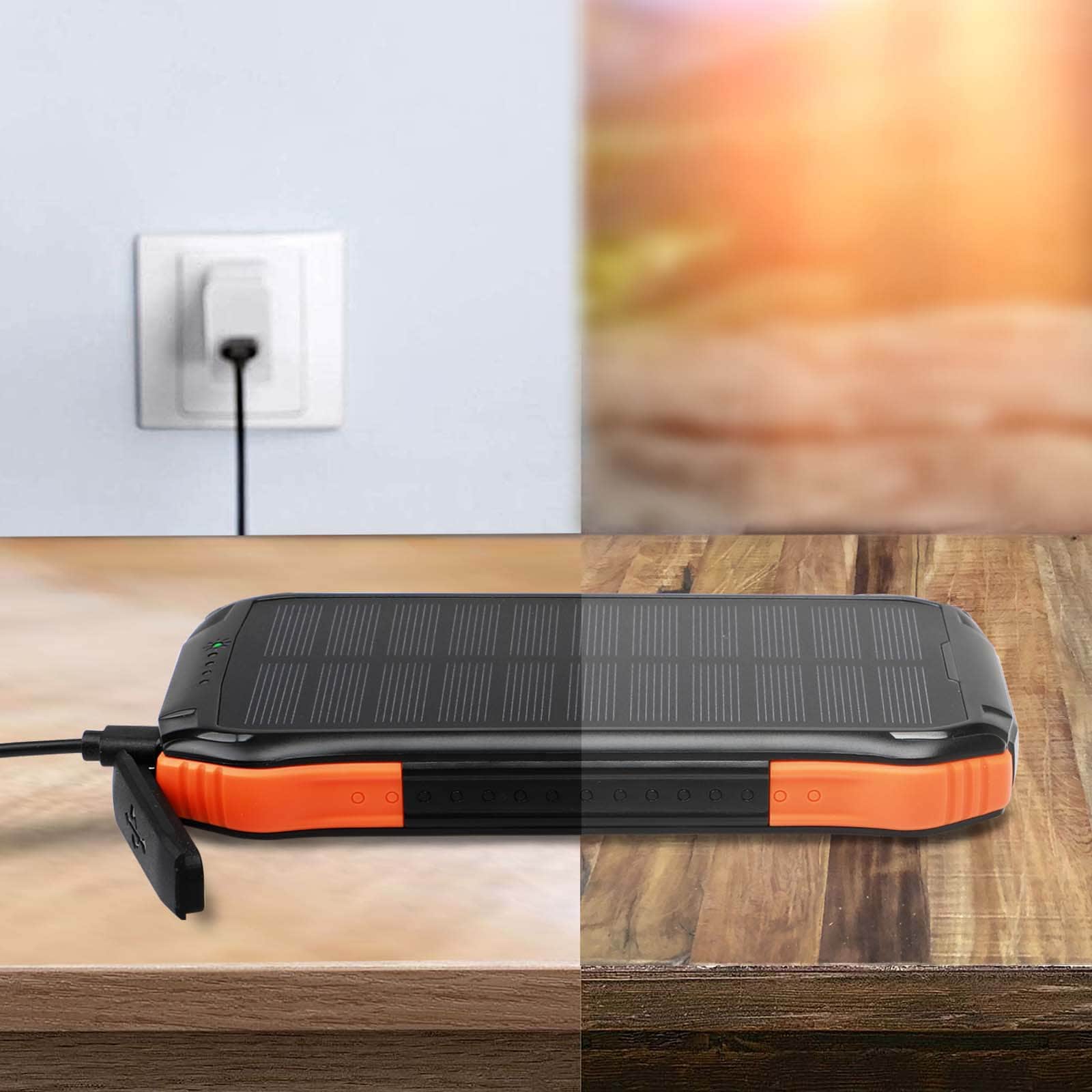 Baterie externa solara PROMATE SolarTank-10PDQi, 10000mAh, 2x USB-A, 1x USB-C, Wireless QI, negru-portocaliu