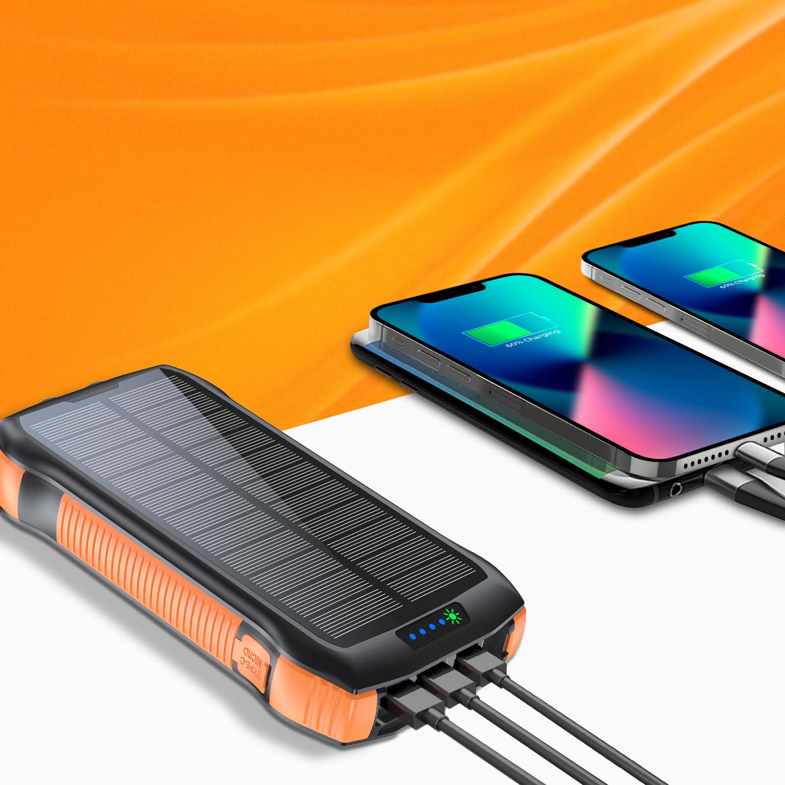 Baterie externa solara PROMATE SolarTank-20PDQi, 20000mAh, 2x USB-A, 1x USB-C, Wireless QI, negru