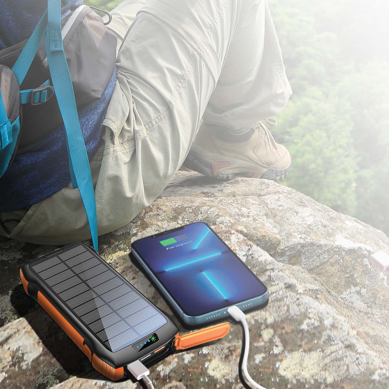 Baterie externa solara PROMATE SolarTank-20PDQi, 20000mAh, 2x USB-A, 1x USB-C, Wireless QI, negru