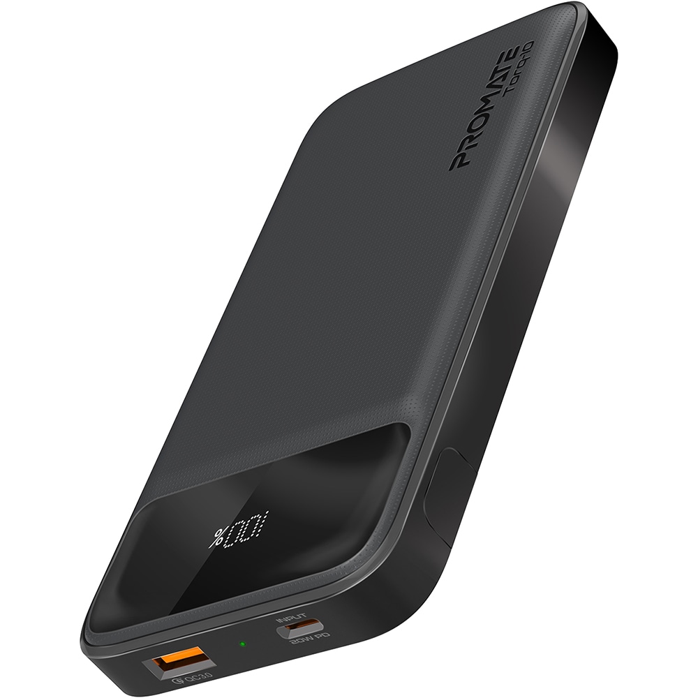 Baterie externa PROMATE Torq-10, 10000mAh, 1x USB-C Power Delivery (PD) 20W, 1x USB-A Quick Charge 3.0 18W, negru