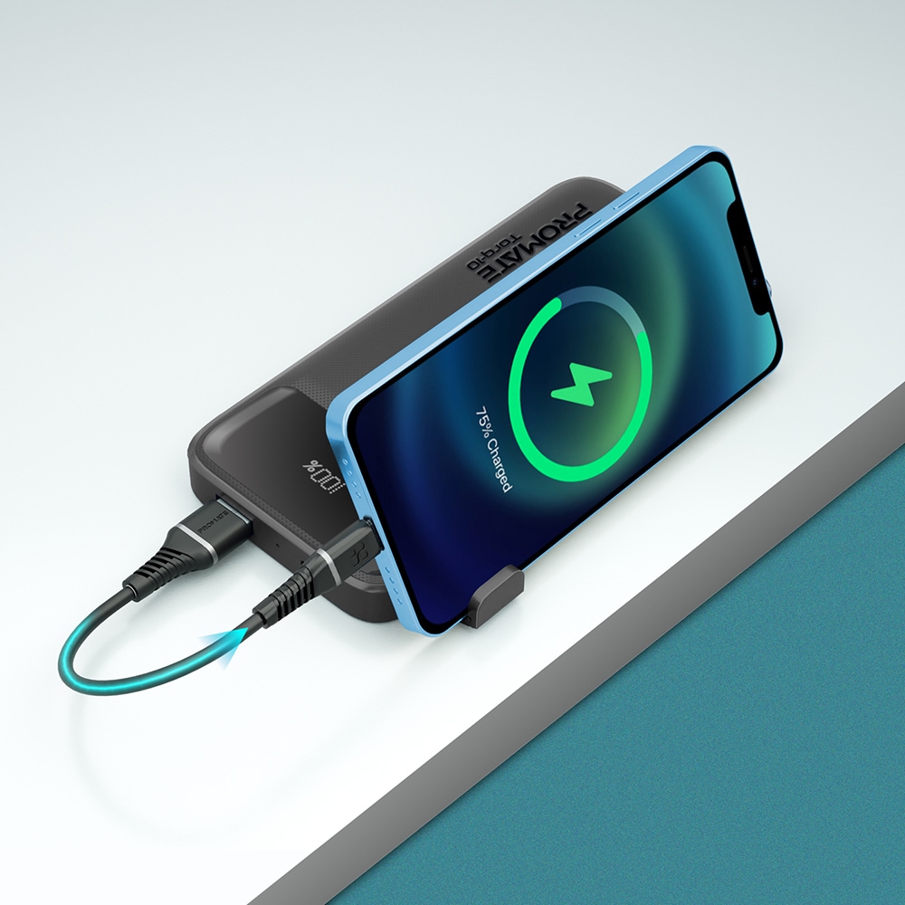 Baterie externa PROMATE Torq-10, 10000mAh, 1x USB-C Power Delivery (PD) 20W, 1x USB-A Quick Charge 3.0 18W, negru