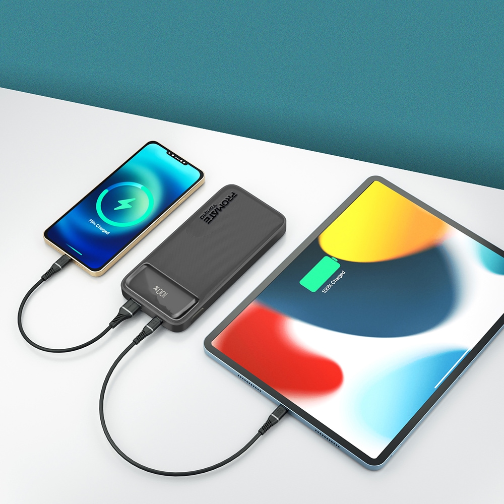 Baterie externa PROMATE Torq-10, 10000mAh, 1x USB-C Power Delivery (PD) 20W, 1x USB-A Quick Charge 3.0 18W, negru