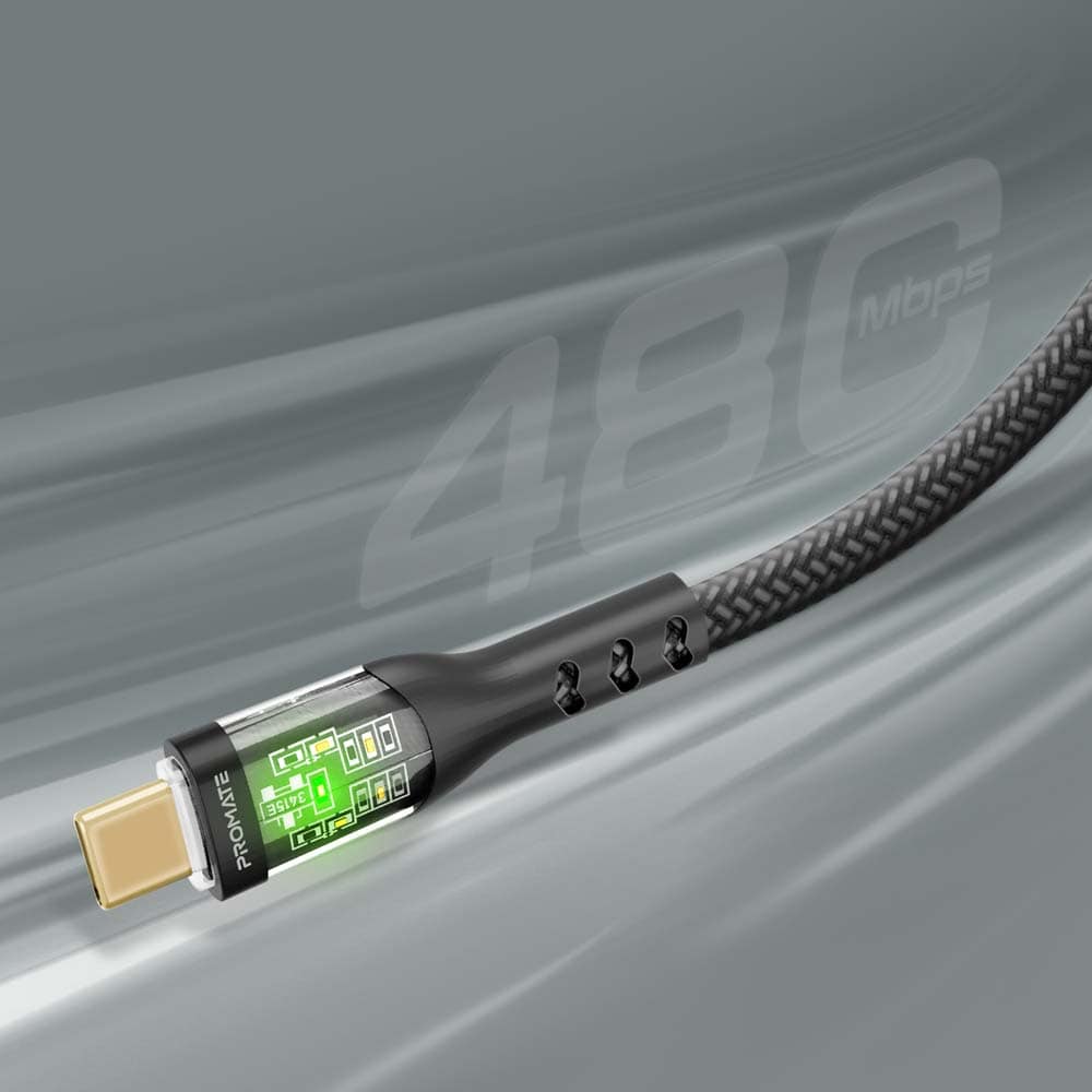 Cablu date PROMATE TransLine-CC, USB-C - USB-C, 60W, 1.2m, negru
