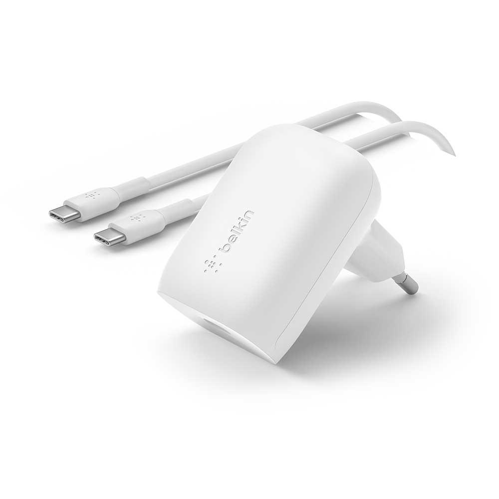 Incarcator retea BELKIN WCA005vf1MWH-B6, USB-C - USB-C, 1xUSB-C 30W, Power Delivery (PD), alb