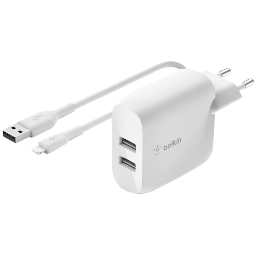 Incarcator retea BELKIN WCE001vf1MWH, 2xUSB-A, 24W, alb