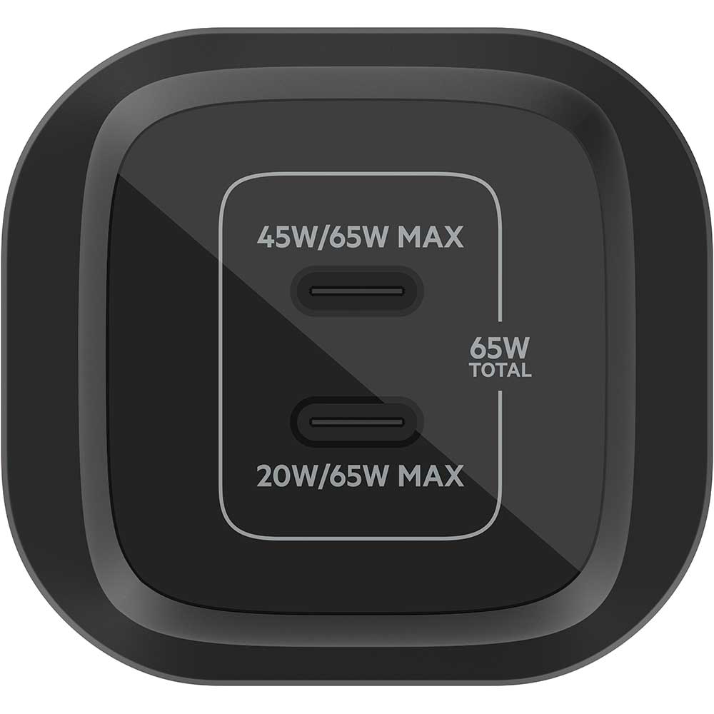 Incarcator retea BELKIN WCH013vfBK, 2xUSB-C 20W/45W, Power Delivery (PD) 65W, GaN, negru