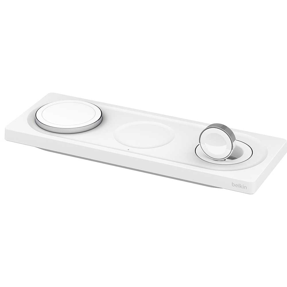 Incarcator wireless 3 in 1 BELKIN WIZ016vfWH, universal, QI, MagSafe 15W, alb