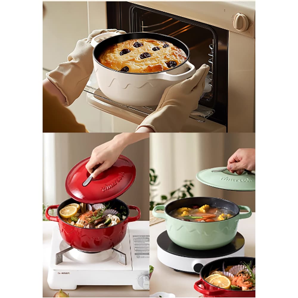 Cratita cu capac AMERCOOK Alfetta AC.0522WE, 4l, 22 cm, fonta, alb