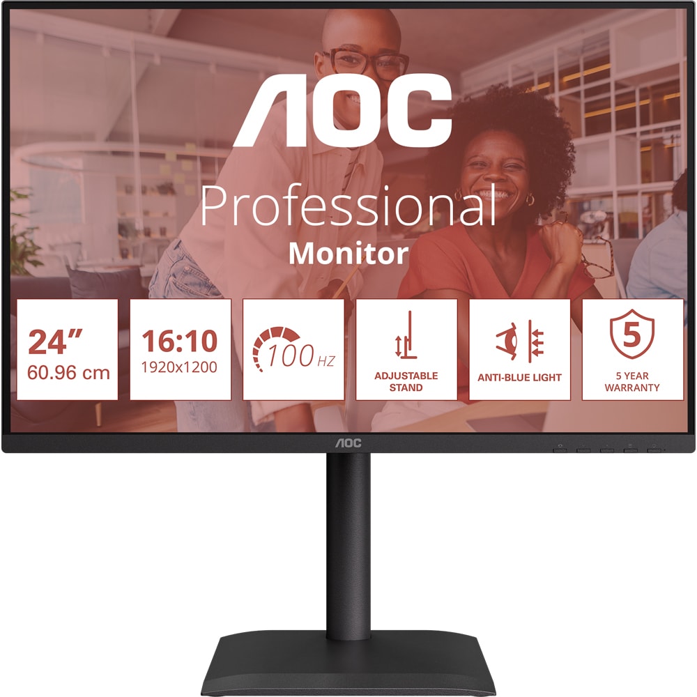 Monitor WLED IPS AOC X24E4U, 24", WUXGA, 100Hz, Flicker-Free, negru
