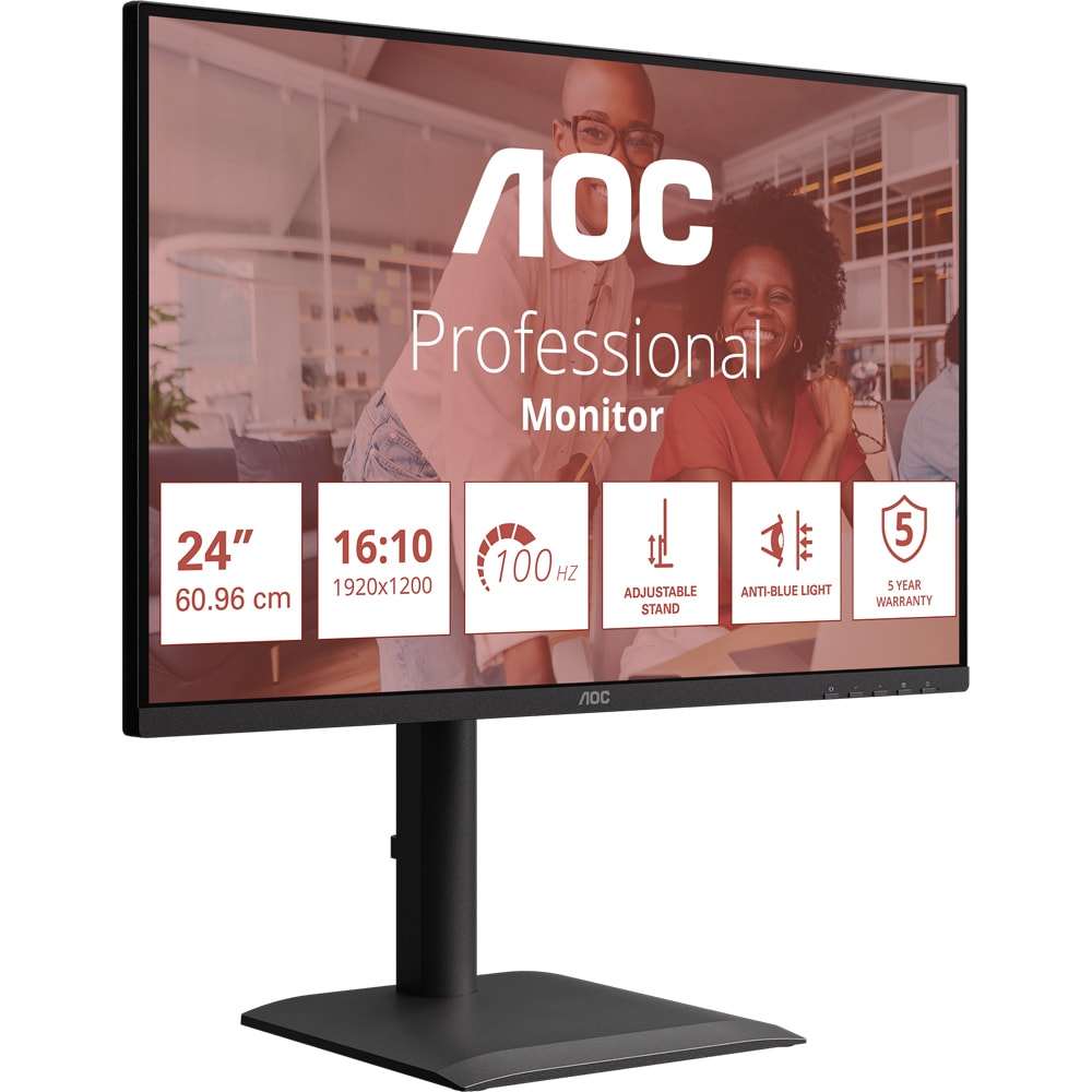 Monitor WLED IPS AOC X24E4U, 24", WUXGA, 100Hz, Flicker-Free, negru