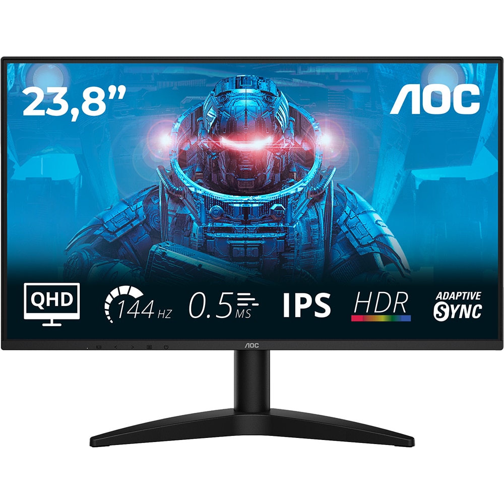 Monitor WLED IPS AOC Q24B36X, 23.8" QHD, 144Hz, Flicker Free, HDR10, negru