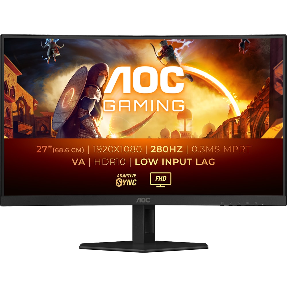 Monitor Gaming curbat LED Fast VA AOC C27G4ZXE, 27", Full HD, 280Hz, HDR10, negru