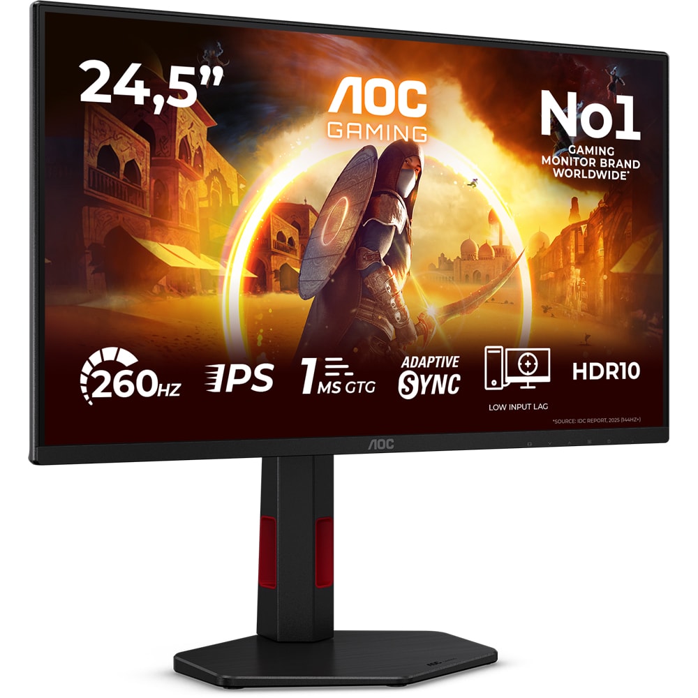 Monitor Gaming WLED Fast IPS AOC 25G4ZR, 24.5", Full HD, 260Hz, HDR10, pivot, negru