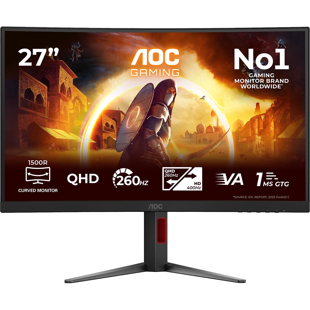 Monitor Gaming curbat WLED Fast VA AOC CQ27G4Z2, 27", QHD, 260Hz, HDR 400, negru