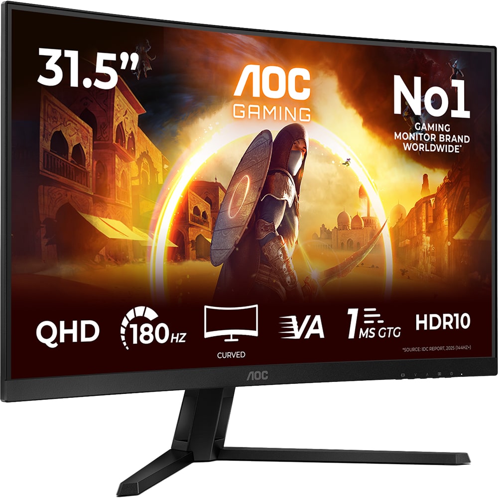 Monitor Gaming curbat WLED Fast VA AOC CQ32G4VE, 31.5" QHD, 180Hz, FreeSync Premium, Flicker Free, negru