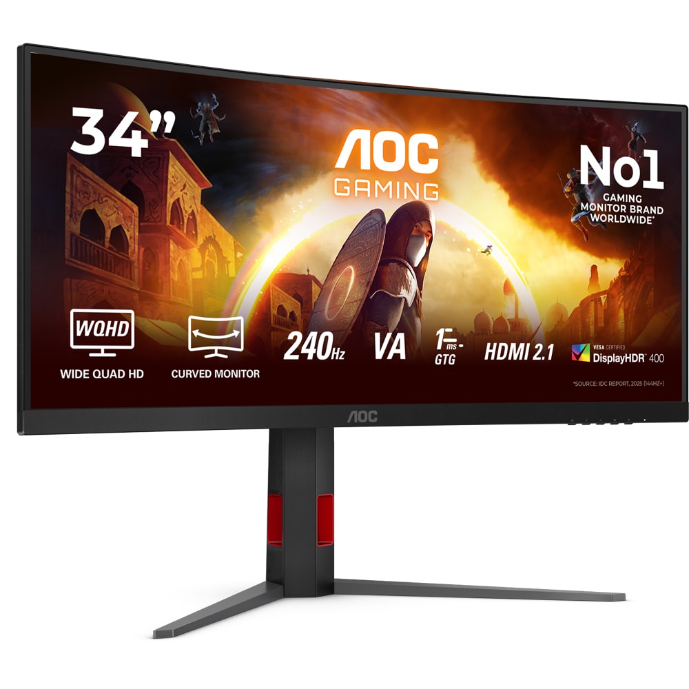 Monitor Gaming WLED Fast VA AOC CU34G4Z, 34", WQHD, 240Hz, AMD FreeSync Premium, negru