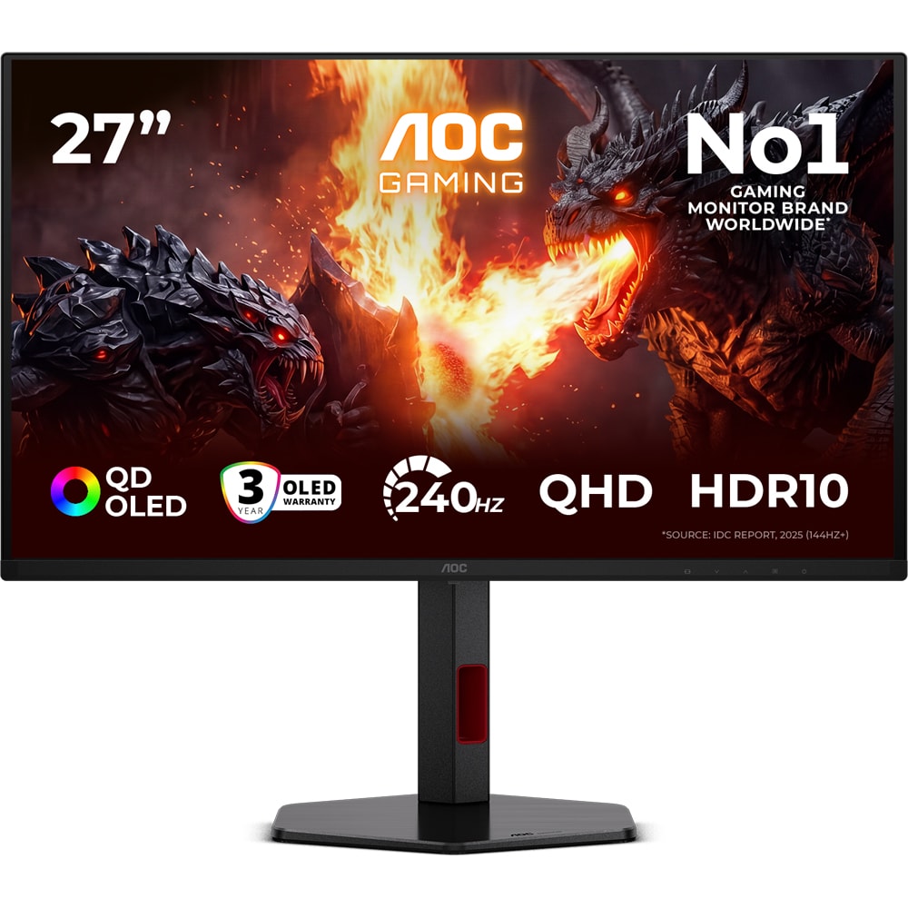Monitor Gaming OLED QD-OLED AOC Q27G4ZDR, 26.5", QHD, 240Hz, HDR, NVIDIA G-SYNC Compatible, negru