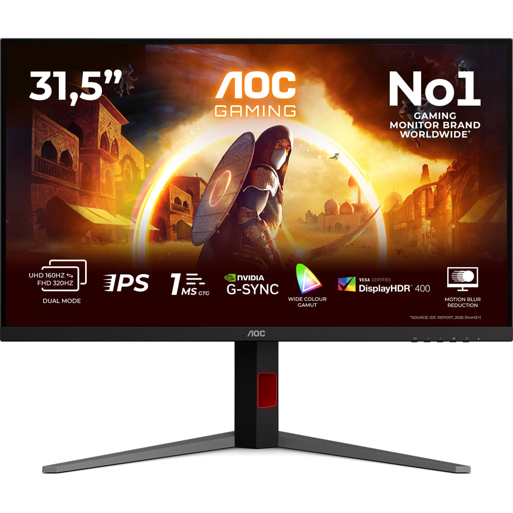 Monitor Gaming WLED Fast IPS AOC U32G4U, 31.5", 4K UHD, 160Hz, HDR, Adaptive Sync, negru
