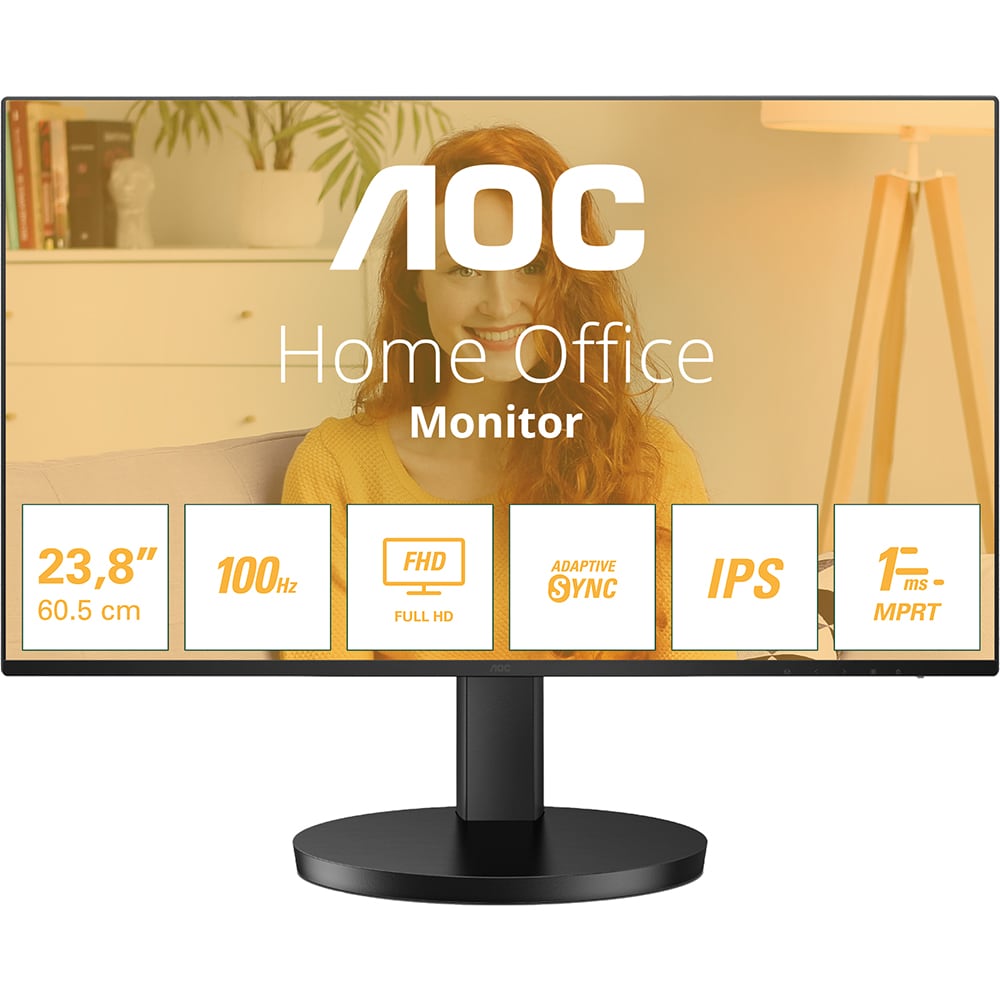 Monitor LED IPS AOC 24B3HA2, 23.8", Full HD, 100Hz, Boxe, negru