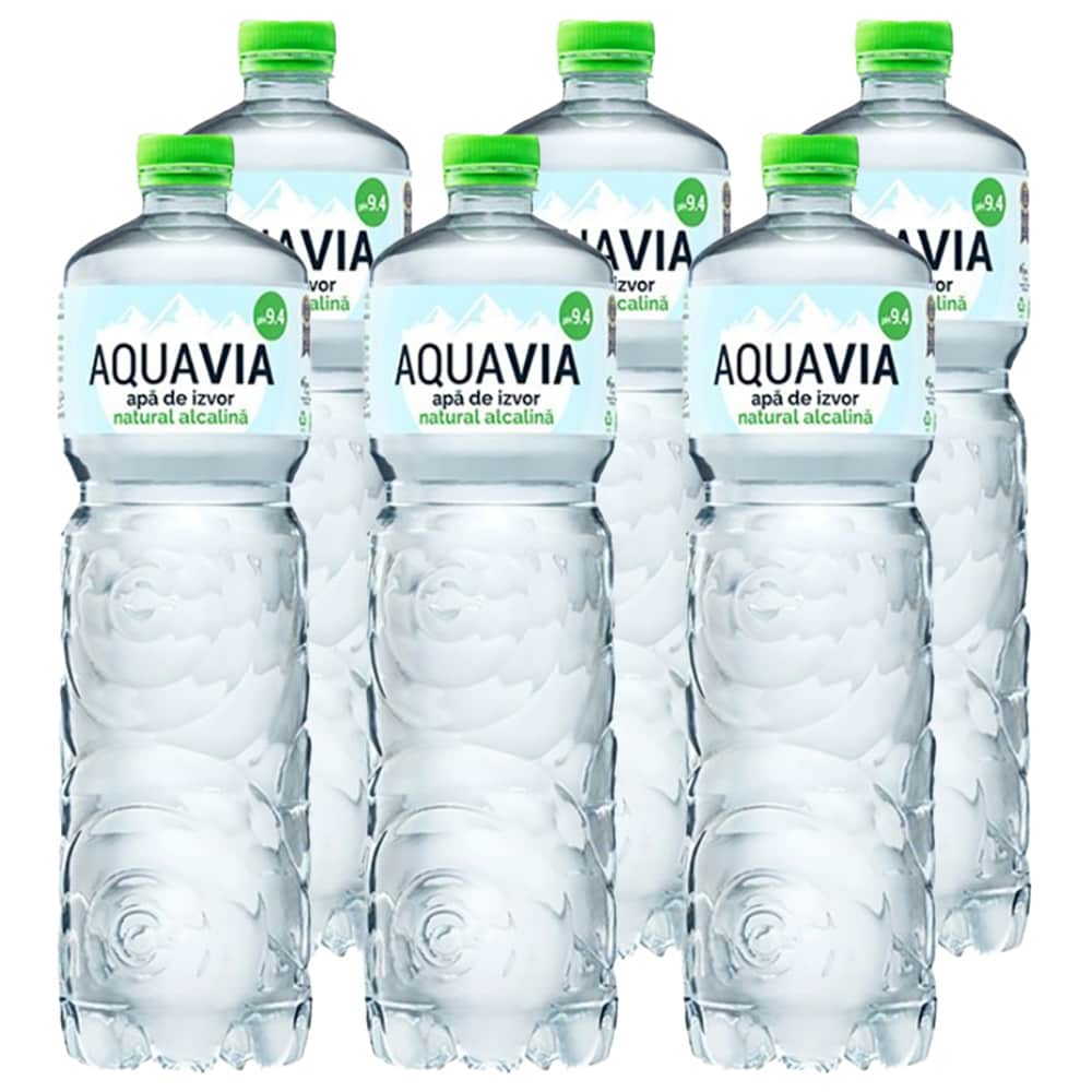 Apa plata alcalina AQUAVIA bax 1L x 6 sticle
