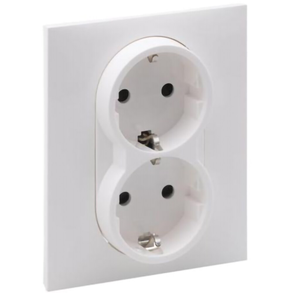 Priza dubla LEGRAND Suno, 2x2P+T, IP20, alb
