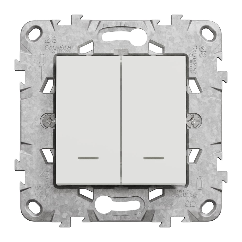 Intrerupator dublu SCHNEIDER NU521118NZ, incastrat, 10A, IP20, alb
