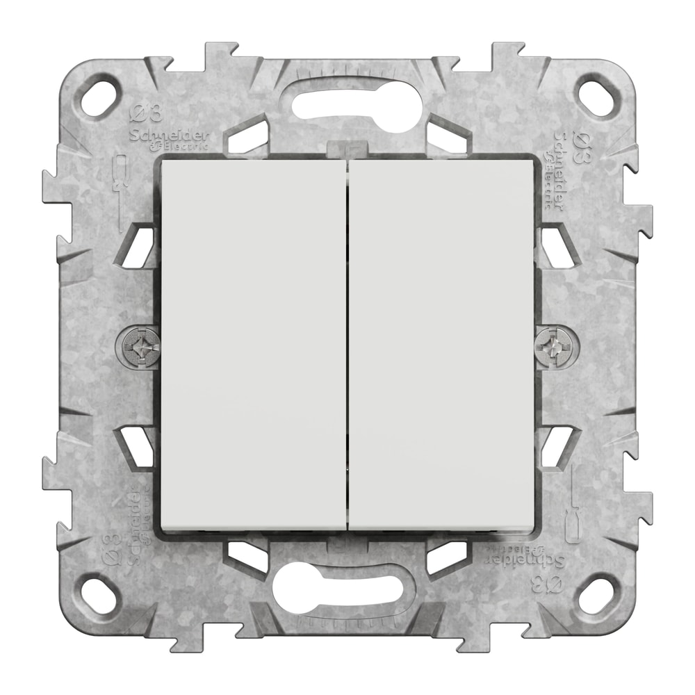 Intrerupator dublu SCHNEIDER NU521118Z, incastrat, 10A, IP20, alb