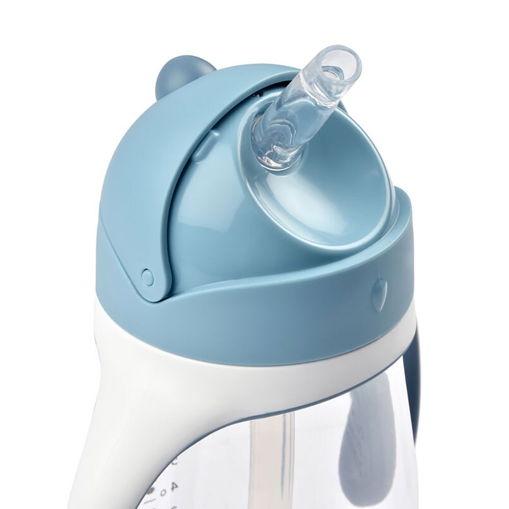 Cana cu pai BEABA B913479, 8 luni+, 300ml, albastru-alb