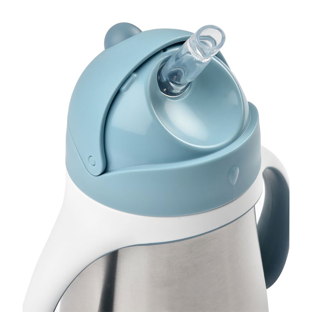 Cana cu pai BEABA B913481, 8 luni+, 250ml, albastru-argintiu