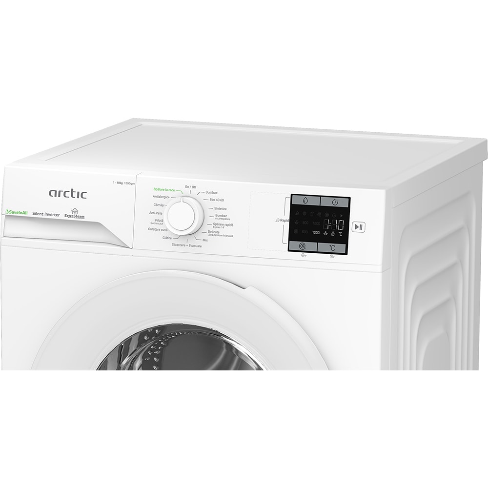 Masina de spalat rufe frontala ARCTIC APLM1WFSU110212W, ExtraSteam, 10 kg, 1200rpm, Clasa A, alb