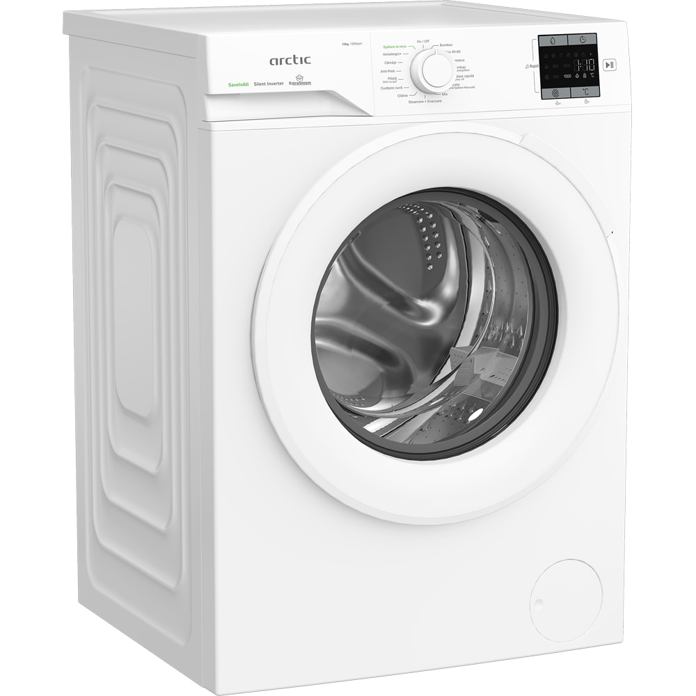 Masina de spalat rufe frontala ARCTIC APLM1WFSU110212W, ExtraSteam, 10 kg, 1200rpm, Clasa A, alb