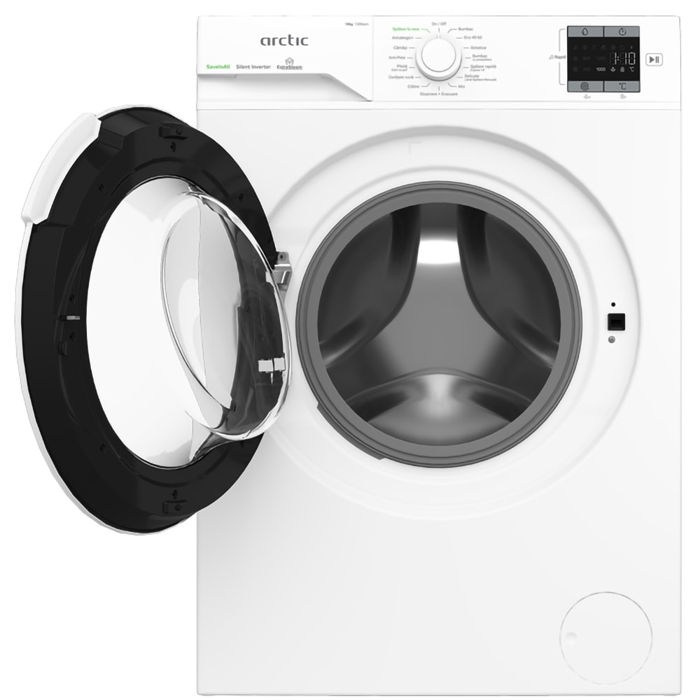 Masina de spalat rufe frontala ARCTIC APLM1WFSU110212W, ExtraSteam, 10 kg, 1200rpm, Clasa A, alb