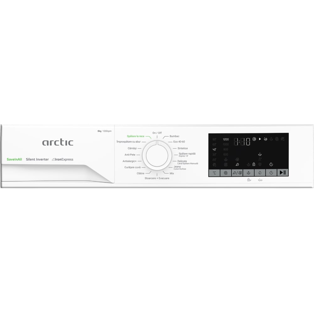 Masina de spalat rufe frontala slim ARCTIC APLM2WFSU28211WS, ExtraSteam, 8 kg. 1200rpm, Clasa A, alb