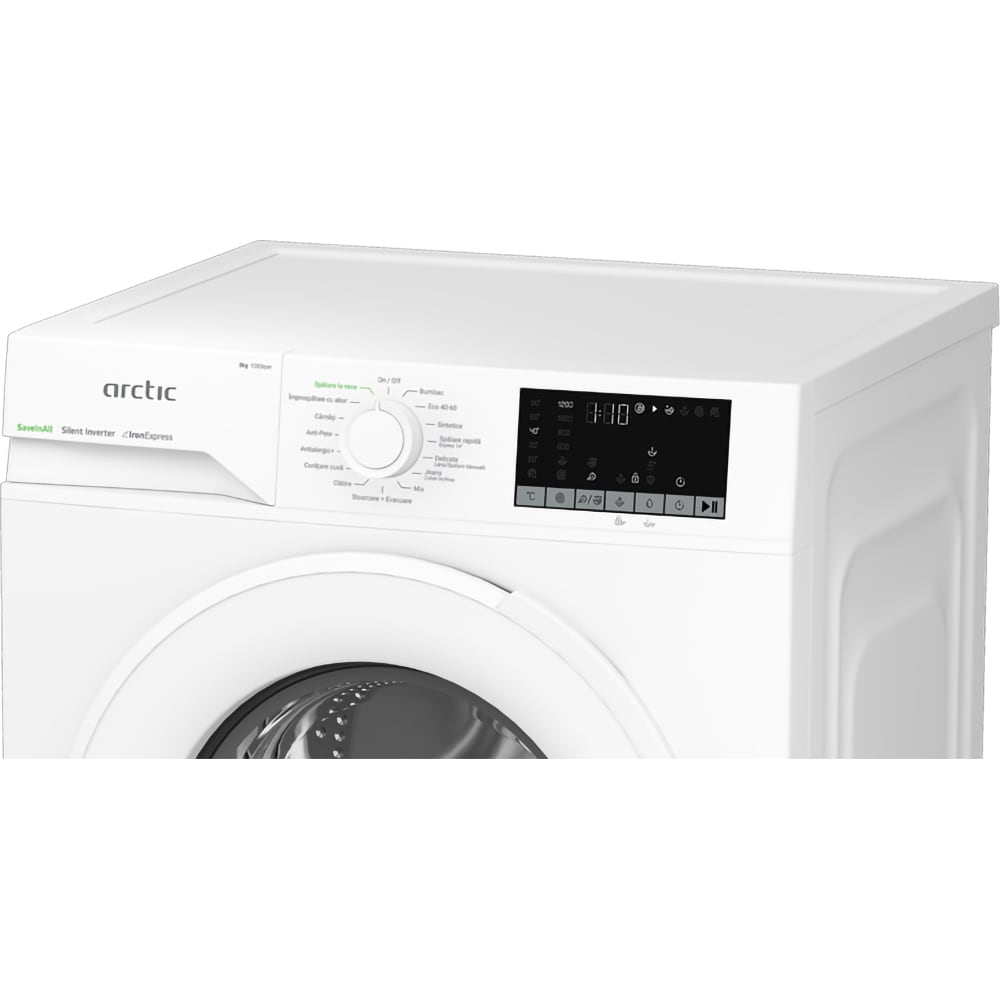 Masina de spalat rufe frontala slim ARCTIC APLM2WFSU28211WS, ExtraSteam, 8 kg. 1200rpm, Clasa A, alb