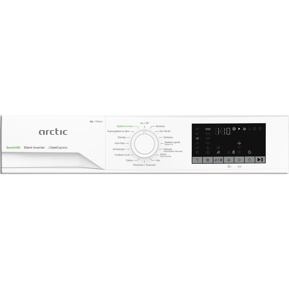 Masina de spalat rufe frontala slim ARCTIC APLM2WFSU28211WS, ExtraSteam, 8 kg. 1200rpm, Clasa A, alb