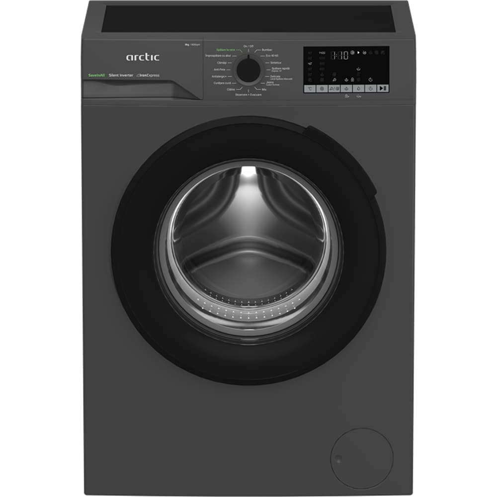 Masina de spalat rufe frontala slim ARCTIC APLM2WFSU28411AS, ExtraSteam, 8 kg, 1400rpm, Clasa A, antracit