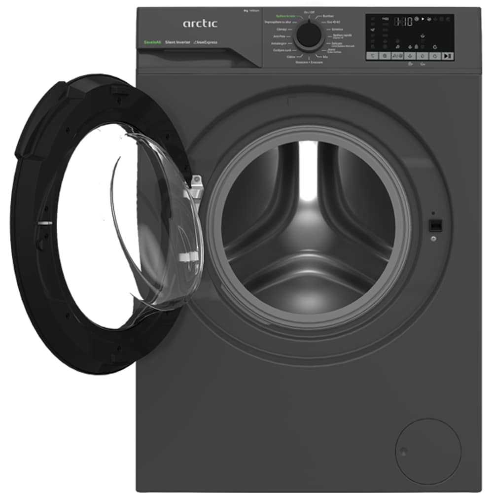 Masina de spalat rufe frontala slim ARCTIC APLM2WFSU28411AS, ExtraSteam, 8 kg, 1400rpm, Clasa A, antracit
