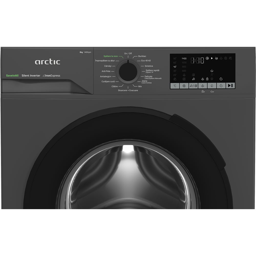 Masina de spalat rufe frontala slim ARCTIC APLM2WFSU28411AS, ExtraSteam, 8 kg, 1400rpm, Clasa A, antracit
