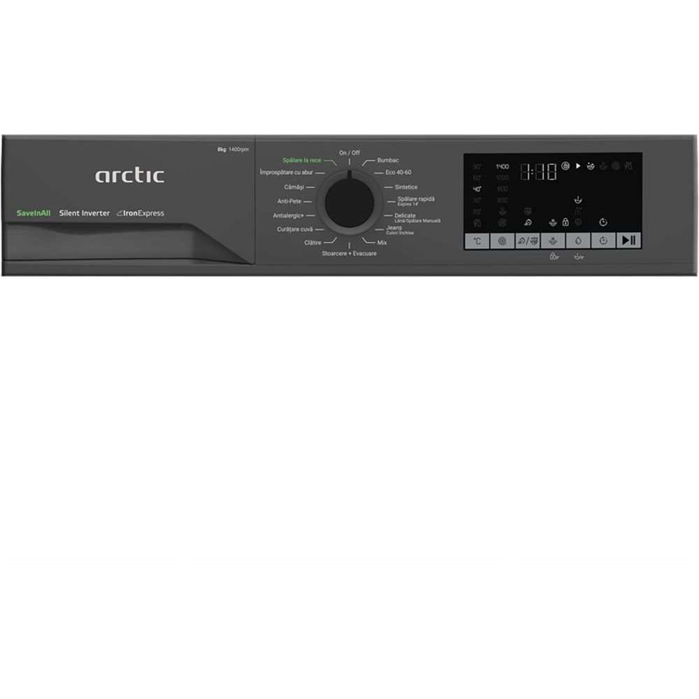 Masina de spalat rufe frontala slim ARCTIC APLM2WFSU28411AS, ExtraSteam, 8 kg, 1400rpm, Clasa A, antracit