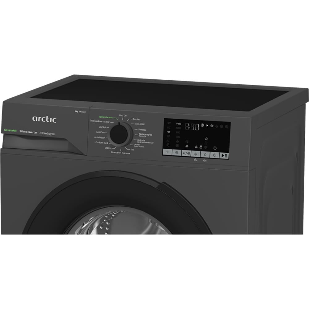 Masina de spalat rufe frontala slim ARCTIC APLM2WFSU28411AS, ExtraSteam, 8 kg, 1400rpm, Clasa A, antracit