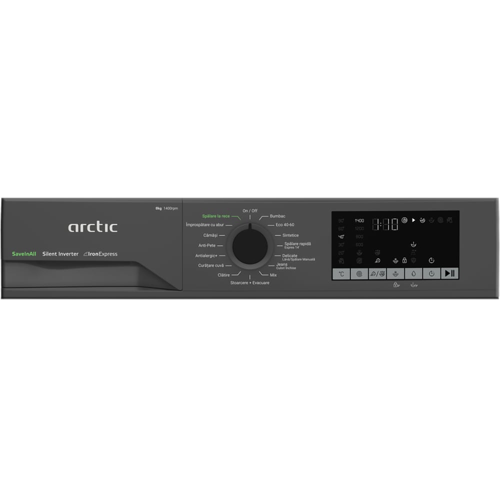 Masina de spalat rufe frontala slim ARCTIC APLM2WFSU28411AS, ExtraSteam, 8 kg, 1400rpm, Clasa A, antracit